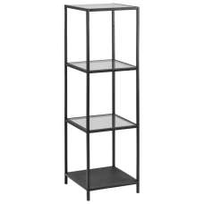 Salvo Clear Glass Bookcase With 4 Shelves And Matt Black Frame - UK