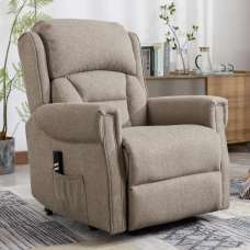 Salvo Fabric Electric Lift And Tilt Recliner Chair In Taupe - UK