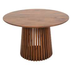 Salvo Mango Wood Dining Table Round In Walnut - UK