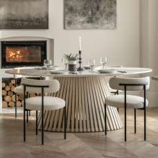 Salvo Marble Top Dining Table Oval With Mango Wood Base - UK