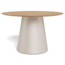 Salvo Wooden Round Dining Tables With Steel Base - Grey - UK