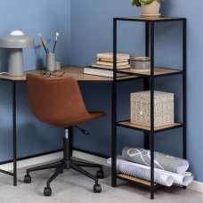 Salvo Tall Wooden Bookcase With 3 Shelves In Matt Wild Oak - UK