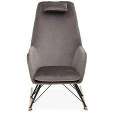 Salvo Velvet Rocking Chair In Grey - UK