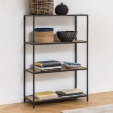 Salvo Wide Wooden Bookcase With 3 Shelves In Matt Wild Oak - UK