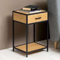Salvo Wooden Bedside Cabinet With 1 Drawer In Matt Wild Oak - UK