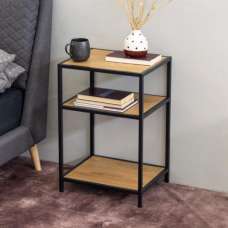 Salvo Wooden Bedside Table With 2 Shelves In Matt Wild Oak - UK