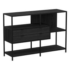 Salvo Wooden Bookcase With 2 Drawers 3 Shelves In Ash Black - UK