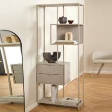 Salvo Wooden Bookcase With 2 Drawers 4 Shelves In Grey - UK
