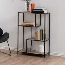 Salvo Wooden Bookcase With 3 Shelves In Matt Wild Oak - UK