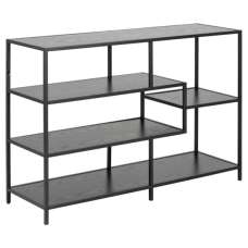Salvo Wooden Bookcase With 4 Shelves In Ash Black - UK