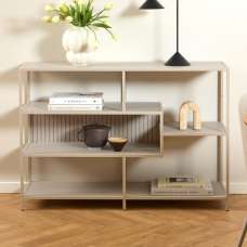 Salvo Wooden Bookcase With 4 Shelves And Back Panel In Grey - UK