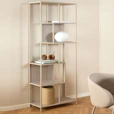 Salvo Wooden Bookcase With 5 Shelves And Back Panel In Grey - UK