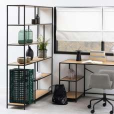 Salvo Wooden Bookcase With 5 Shelves In Matt Wild Oak - UK