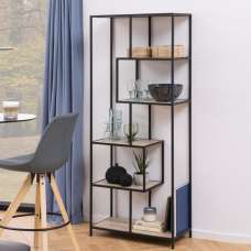Salvo Wooden Bookcase With 5 Shelves In Sonoma Oak - UK
