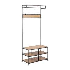 Salvo Wooden Clothes Rack With 3 Shelves In Matt Wild Oak - UK