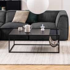 Salvo Wooden Coffee Table With Magazine Rack In Ash Black - UK