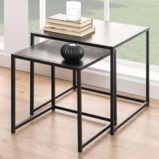 Salvo Wooden Nest Of 2 Tables In Ash Black - UK