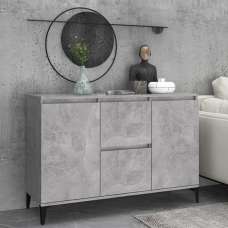 Sanaa Wooden Sideboard With 2 Doors 2 Drawers In Concrete Effect - UK