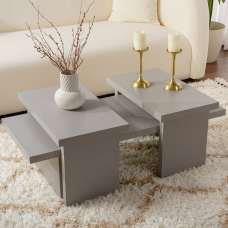 Sanctum Wooden Nest Of 3 Coffee Table in Grey - UK