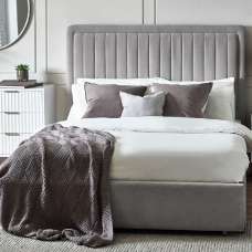 Sandy Fabric King Size Bed With 1 Drawer In Grey - UK