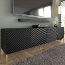 Sanford Wooden TV Stand With 4 Doors In Black - UK