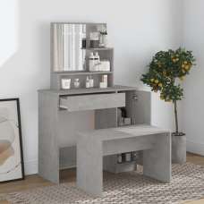 Sansa Wooden Dressing Table With Mirror In Concrete Effect - UK
