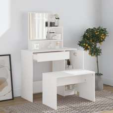 Sansa Wooden Dressing Table With Mirror In White - UK
