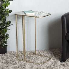 Santiago Clear Glass End Table With Gold Steel Frame - UK