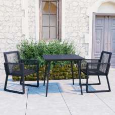 Santiago Small PVC Rattan 3 Piece Outdoor Dining Set In Black - UK