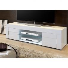 Santino TV Stand Large In White High Gloss With 2 Doors - UK