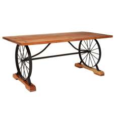 Santorini Rectangular Acacia Wooden Dining Table In Natural - UK