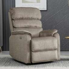 Sanur Fabric Electric Recliner 1 Seater Sofa In Taupe - UK