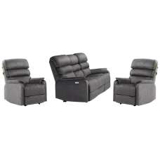 Sanur Fabric Electric Recliner 3+1+1 Seater Sofa Set In Grey - UK