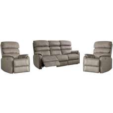 Sanur Fabric Electric Recliner 3+1+1 Seater Sofa Set In Taupe - UK