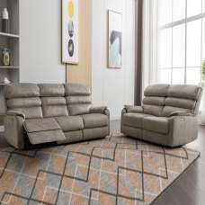 Sanur Fabric Electric Recliner 3+2 Seater Sofa Set In Taupe - UK