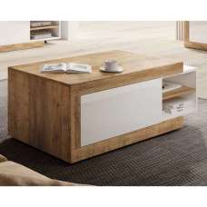 Sanur High Gloss Coffee Table In White And Sandal Oak - UK
