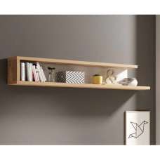 Sanur High Gloss Wall Shelf In White And Sandal Oak - UK