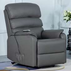 Sanur Leather Electric Lift And Tilt Recliner Chair In Grey - UK