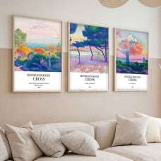 Sapphira Wooden 20x30cm Impressionist Art Frame Set of 3 in Multicolour - UK