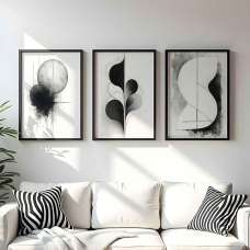 Sapphira Wooden 20x30cm Midnight Ink Art Frame Set of 3 in Black and White - UK