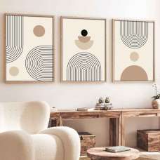Sapphira Wooden 30x40cm Linear Equilibrium Art Frame Set of 3 in Multicolour - UK