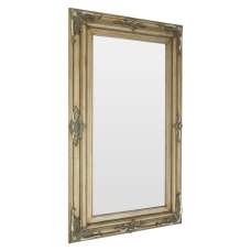 Saran Rectangular Wall Bedroom Mirror In Antique Gold Frame - UK