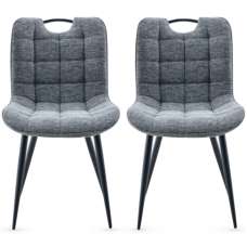 Sarlix Dark Grey Fabric Dining Chairs in Pair - UK