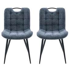 Sarlix Navy Fabric Dining Chairs in Pair - UK