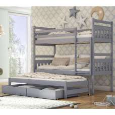 Sarnia Wooden Bunk Bed Without Mattress And Trundle In Grey - UK