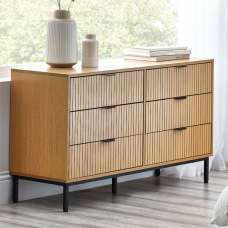 Sarnia Wooden Chest Of 6 Drawers Wide In Natural - UK