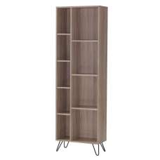 Sarva Wooden Bookcase Narrow With Black Metal Legs In Oak - UK