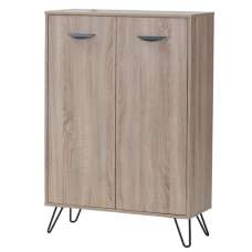 Sarva Wooden Storage Cabinet With Black Metal Legs In Oak - UK
