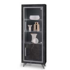 Sarver High Gloss Display Cabinet Left Hand 1 Door In Black LED - UK