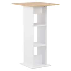 Sasha Square Wooden Bar Table In Sonoma Oak And White - UK